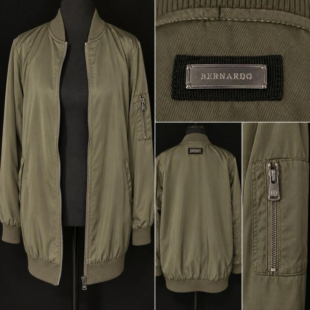 Bernardo Olive Green Bomber Jacket Military Flight Utility Streetwear